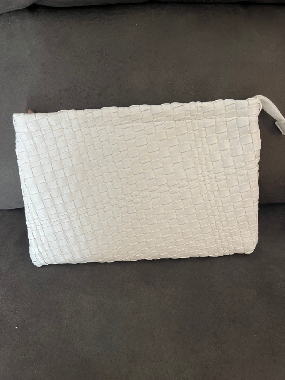 NWT Woven Faux Leather Pouch - White